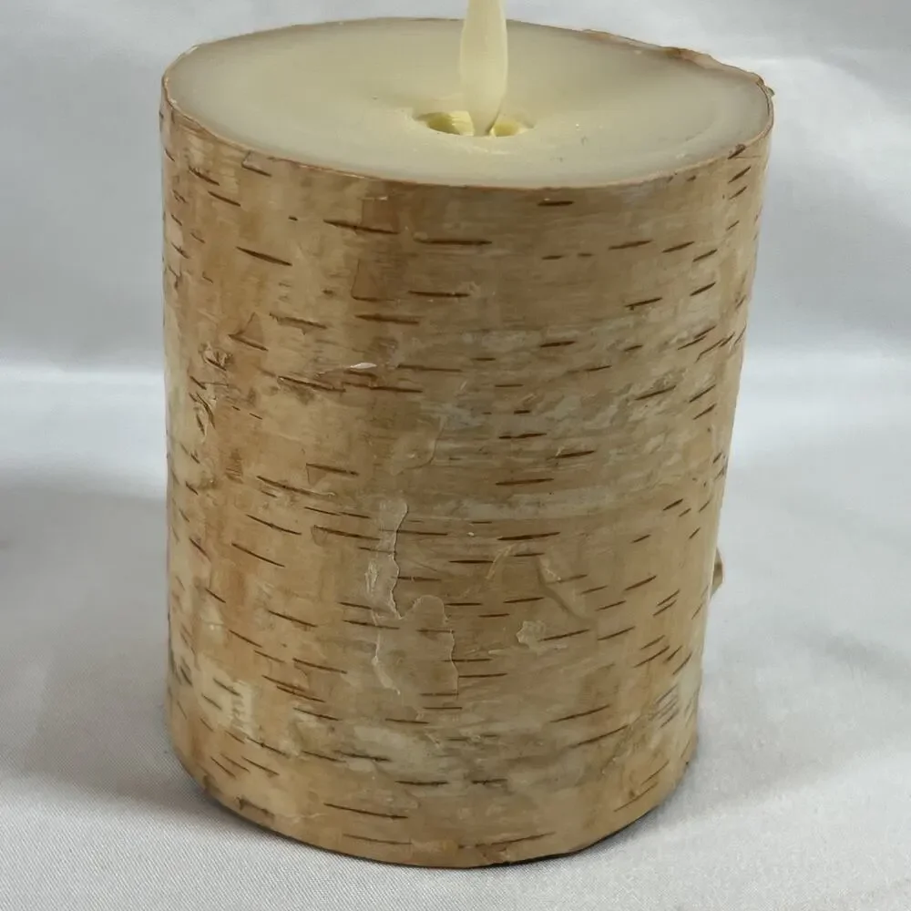 Luminara Real Bark Wrapped Battery Operated Flameless Wax Candle 3x4